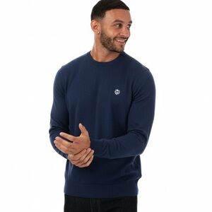 Ted Baker Mens Cardiff 100% Wool Crew Neck Sweater Navy Blue